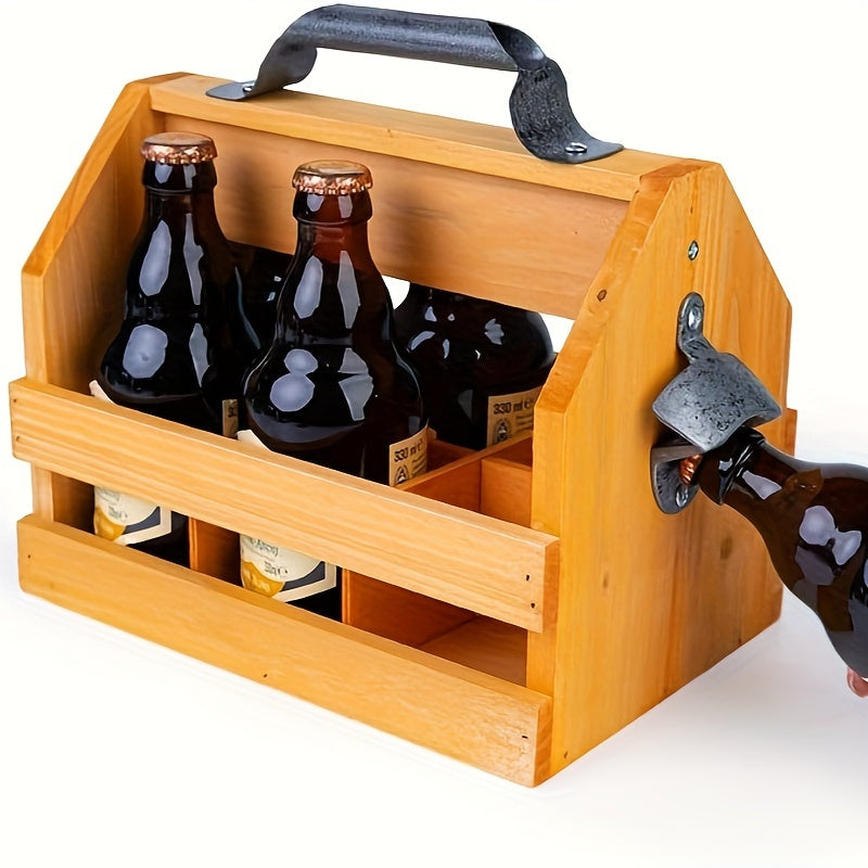 Caddy en Bois pour Bouteilles avec Ouvre-Bouteille - Cadeau Parfait pour la Fête des Pères ou Cadeau d'Affaires