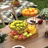 Élégant présentoir à fruits en métal à 2 niveaux GildedHaven | Présentation éblouissante des fruits et des collations, rehaussant l'esthétique de votre cuisine et de votre salon