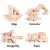 Ensemble de Blocs de Construction en Bois Naturel - Pour un Jeu Créatif et Éducatif