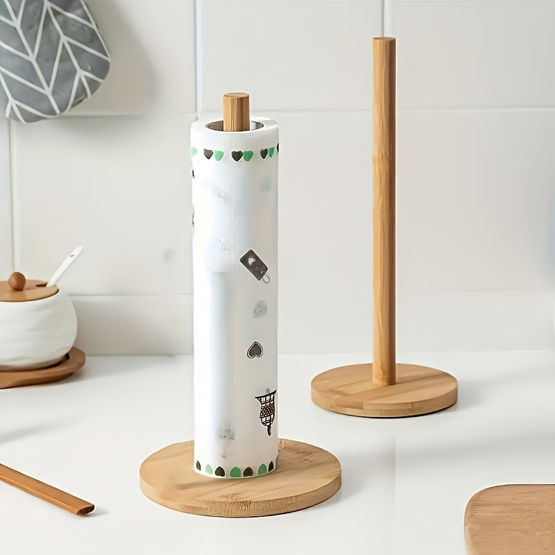 Support de Rouleau de Cuisine en Bambou avec Finition Naturelle – Élégant et Pratique pour le Comptoir