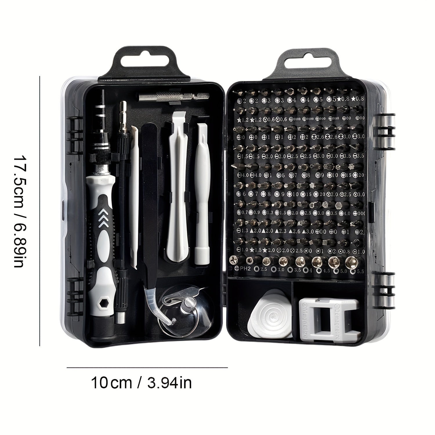 Ensemble de tournevis de précision PrestigeTool 115-en-1 | Kit d'outils magnétiques polyvalent pour l'électronique avec prise ergonomique et design antidérapant.