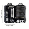 Ensemble de tournevis de précision PrestigeTool 115-en-1 | Kit d'outils magnétiques polyvalent pour l'électronique avec prise ergonomique et design antidérapant.