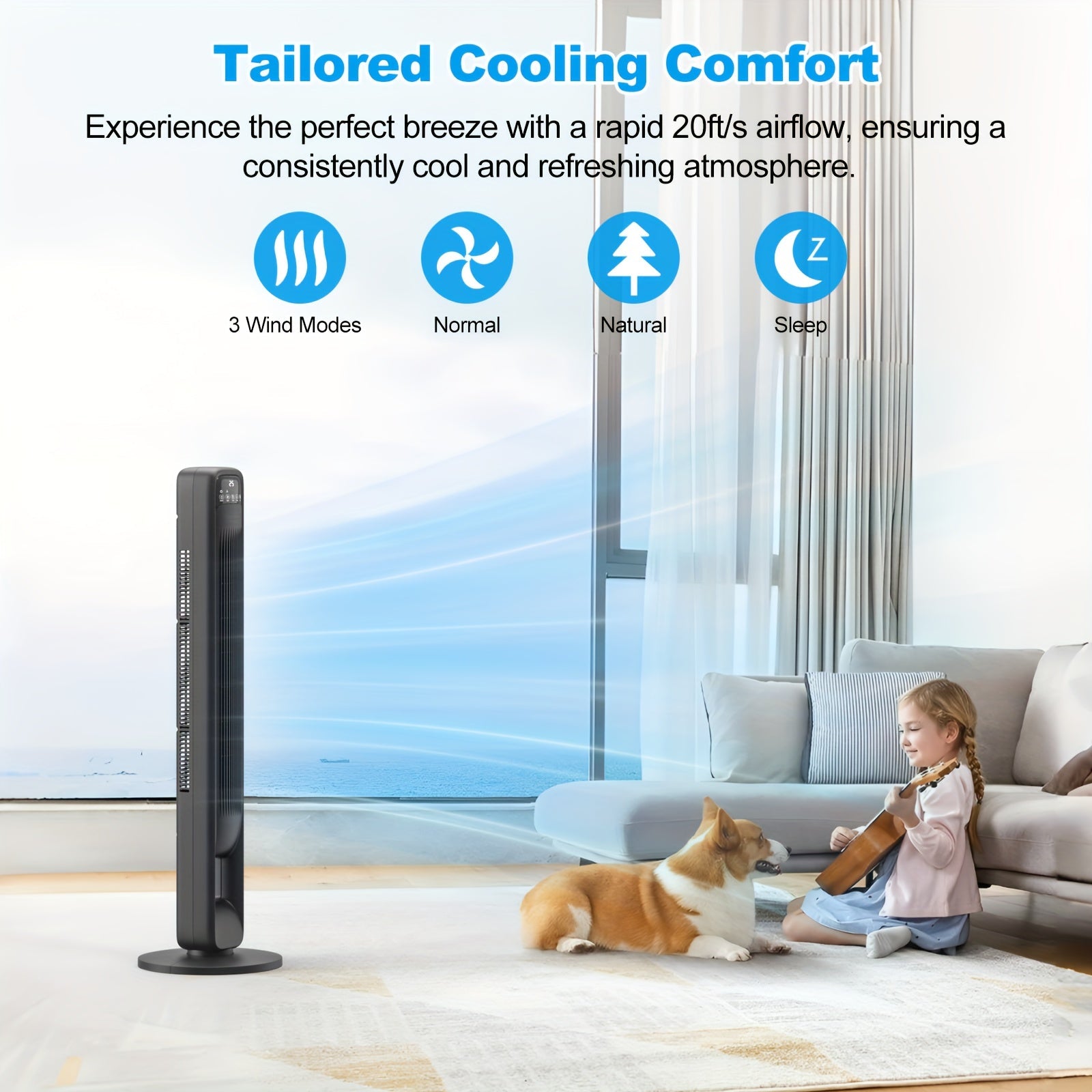 Ventilateur Tour Sans Lame – Silencieux et Réglable