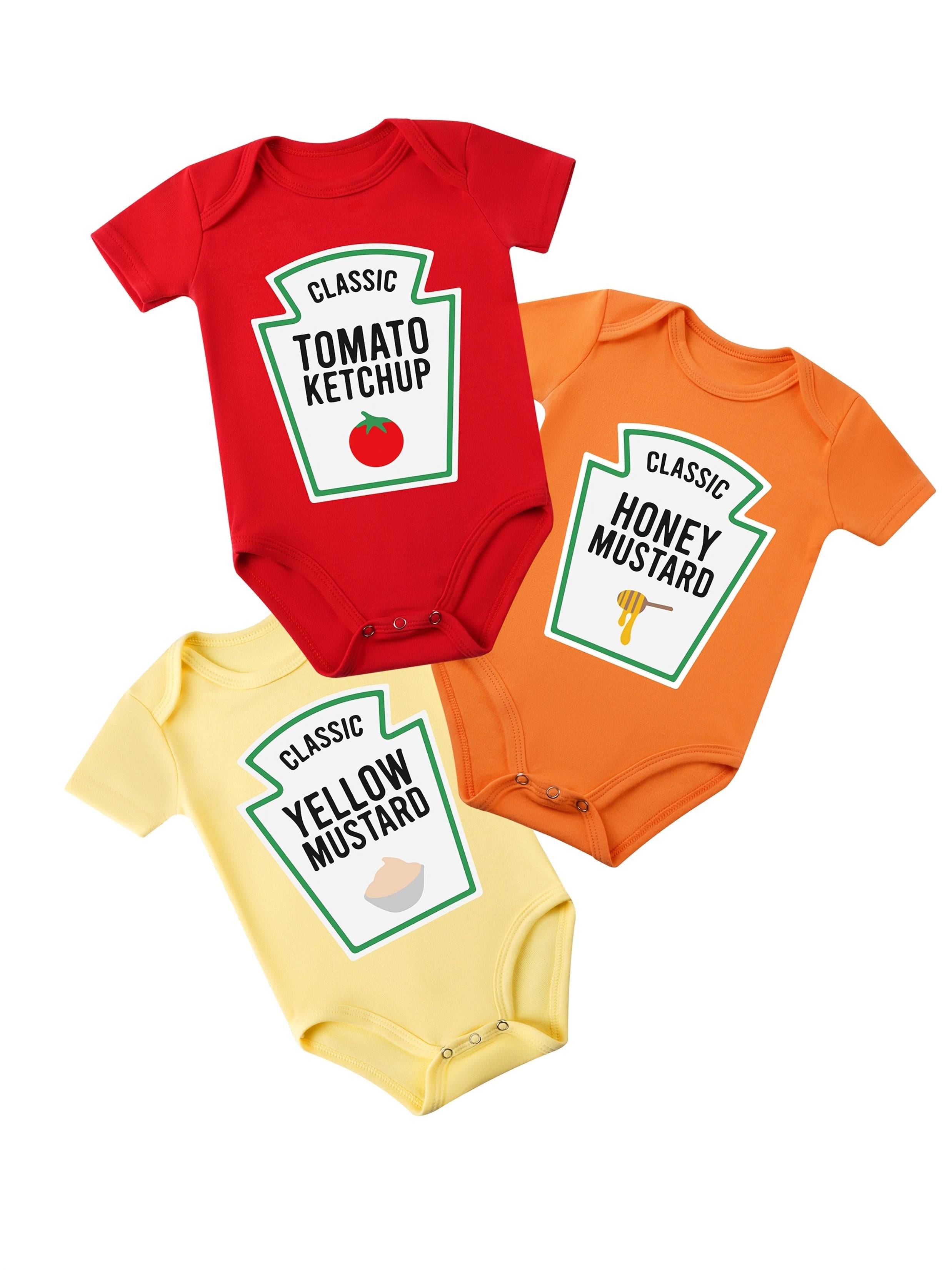 3-Pack Bodies Bébé – Coton Doux avec Impressions Alimentaires Ludiques