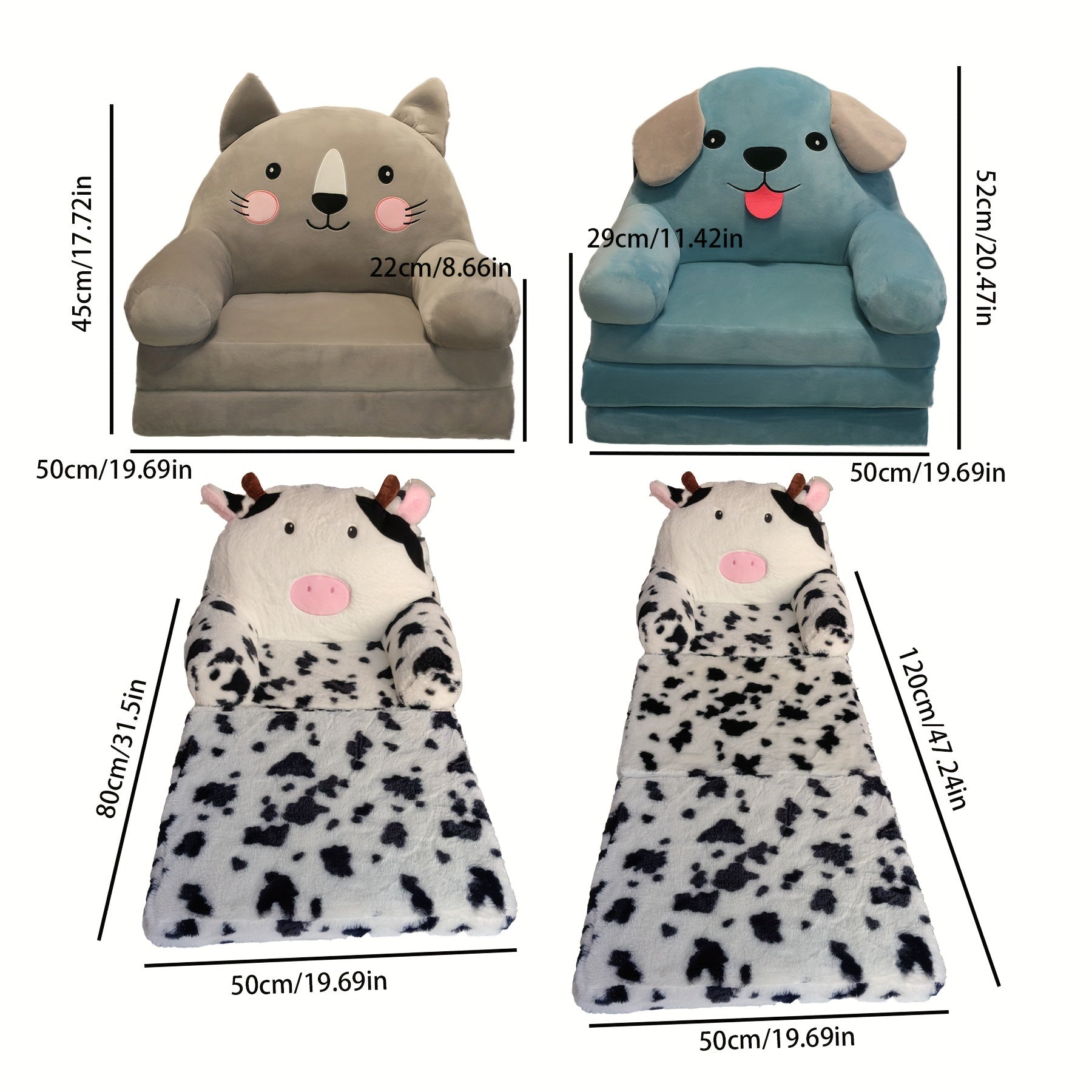 ÉléganceEnfant Canapé-Lit Pliant en Peluche | Chaise convertible et lavable, idéale pour la chambre et la salle de jeux