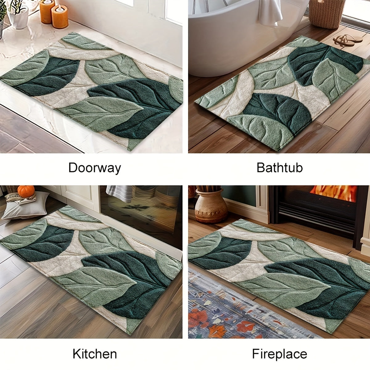 Tapis de Bain Feuilles – Absorbant, Douillet et Confortable pour la Salle de Bain