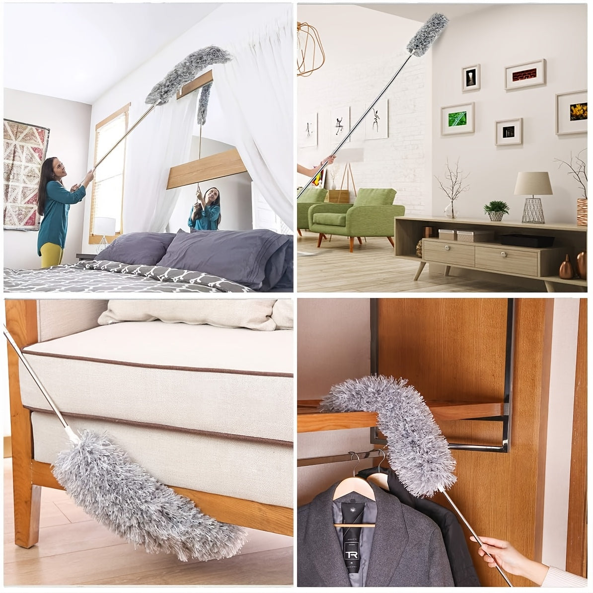 LuxeDust Duster en Microfibre Télescopique | Nettoyez sans effort les espaces élevés avec un outil réutilisable et lavable pour un éclat ultime