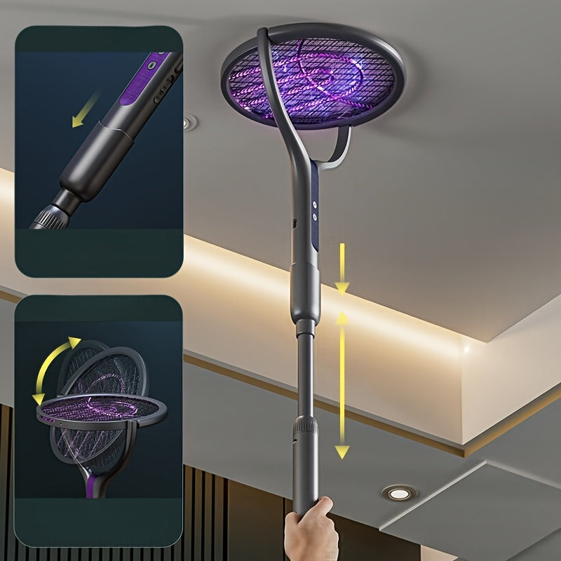 Zapper à Insectes Électrique Pliable – Rechargeable avec Manche Télescopique