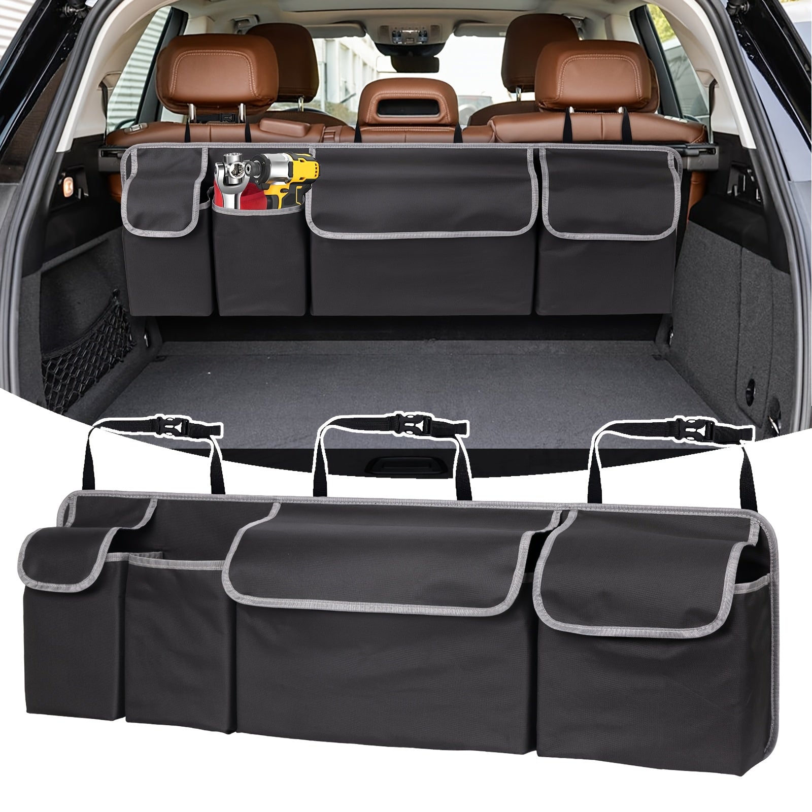 Organisateur de Siège de Voiture LuxuraDrive Elite | Tissu Oxford 600D spacieux avec plusieurs poches pour un rangement optimal du véhicule