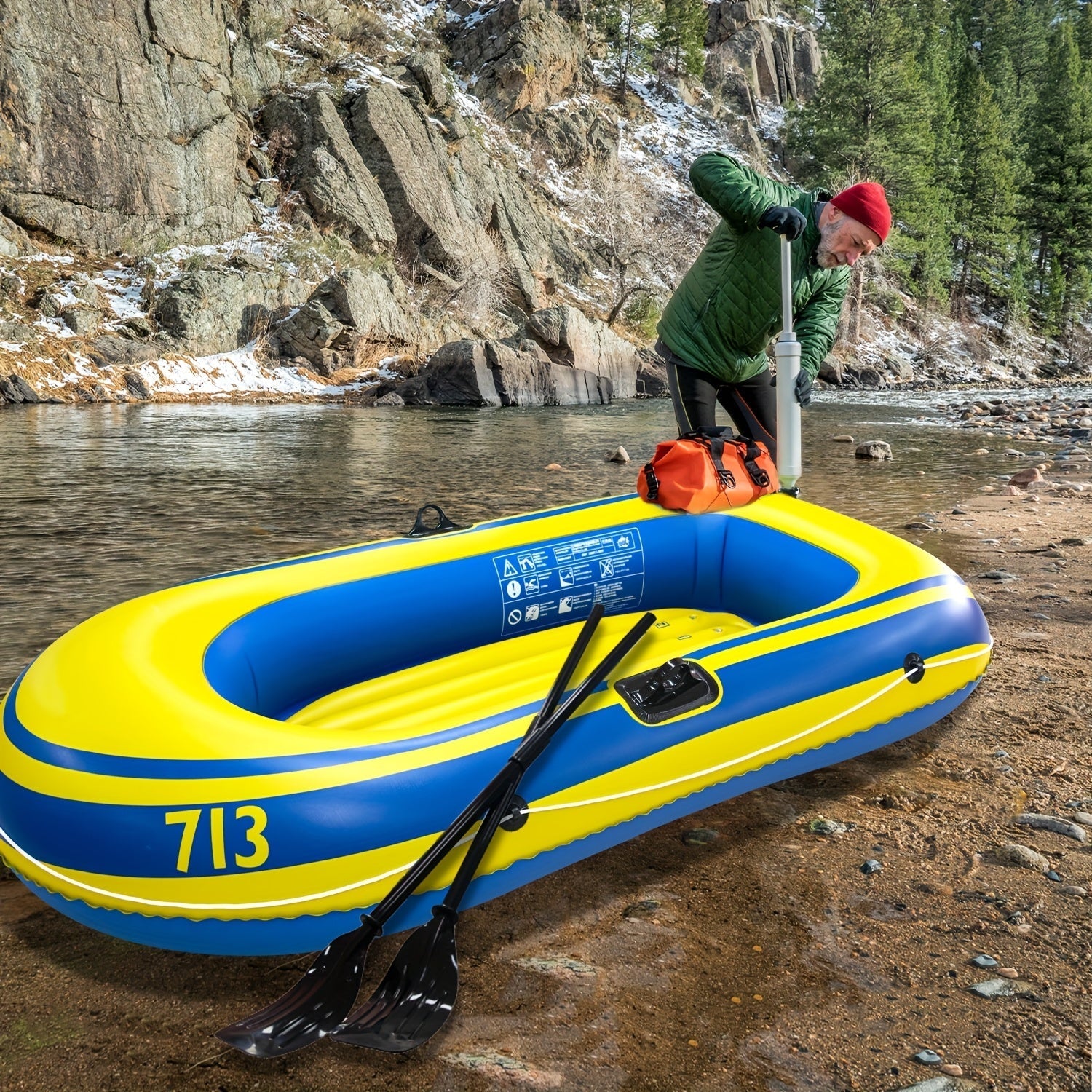 Bateau de Pêche Gonflable – Bateau en PVC Léger pour 2 Personnes avec Pagaies