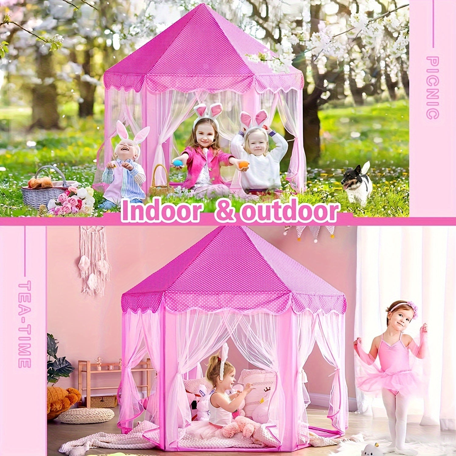 Tente de Jeu Rêveuse Château - Monde Magique pour Enfants avec Lumières