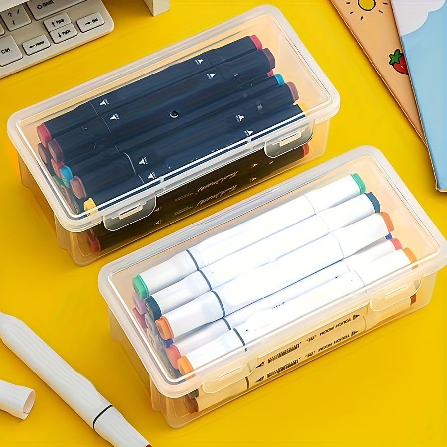 Boîte de Rangement Transparente - Pratique et Durable pour Fournitures Scolaires