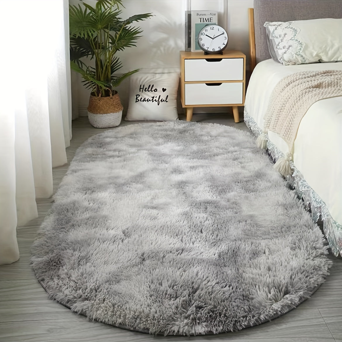Tapis Oval en Velours Nest Luxueux et Douillet | Décor doux et lavable à la main pour chambres et salons, parfait pour les tables basses et les entrées.