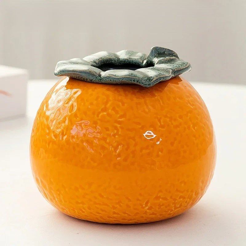Vase de Table Hydroponique en Céramique Orange – Pot à Succulentes et Fleurs Élégant pour Décoration Intérieure Moderne