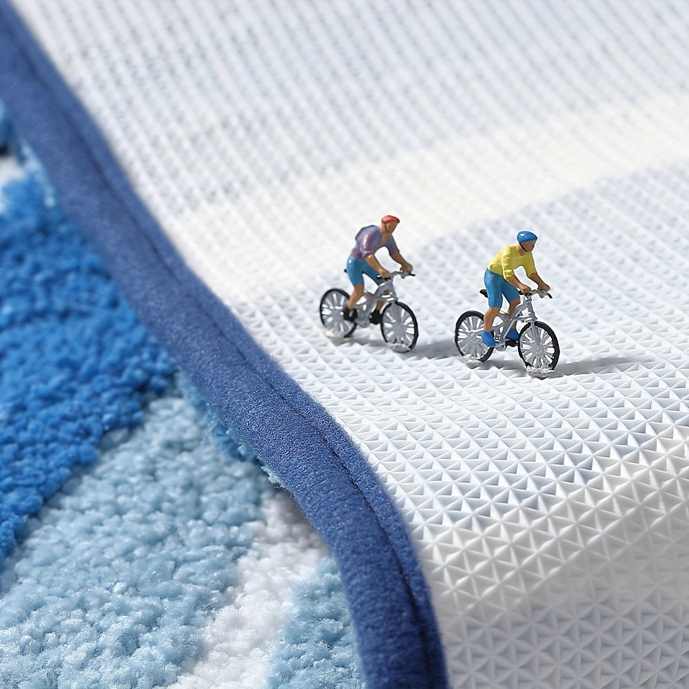 Tapis de Salle de Bain Géométrique – Absorbant et Doux avec un Dessous Antidérapant