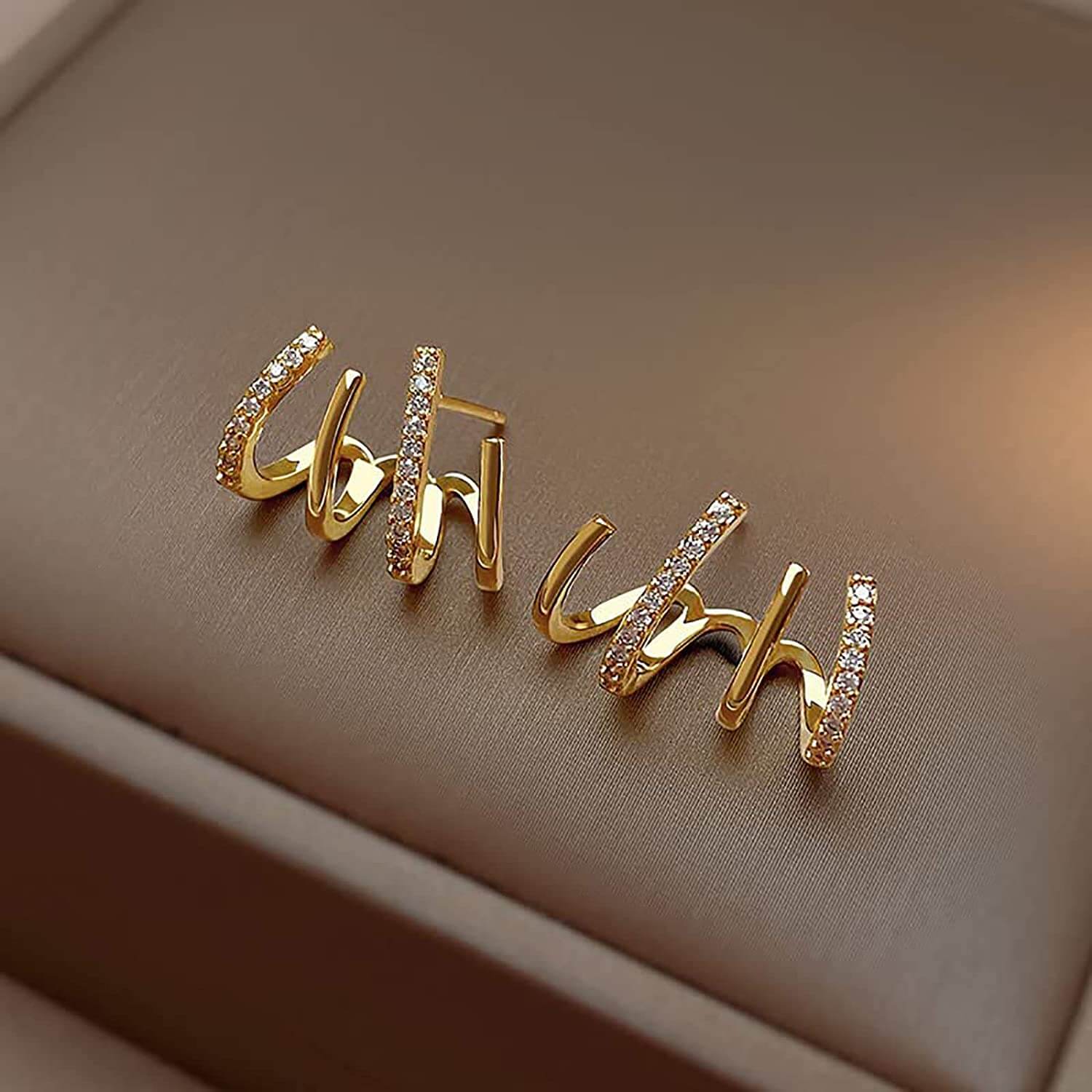 Boucles d'oreilles Illusion avec Quatre Créoles et Zirconia - Zarvia