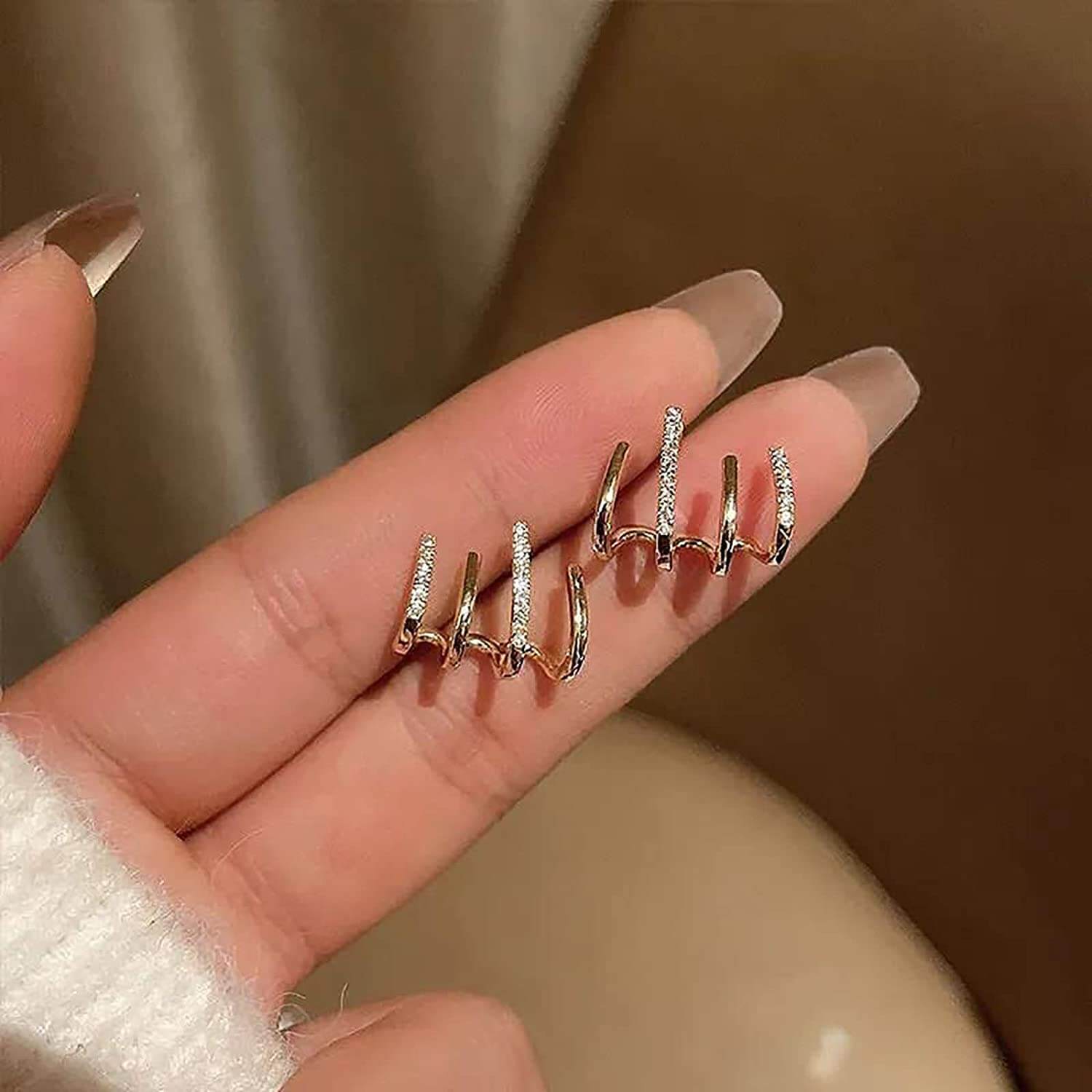 Boucles d'oreilles Illusion avec Quatre Créoles et Zirconia - Zarvia