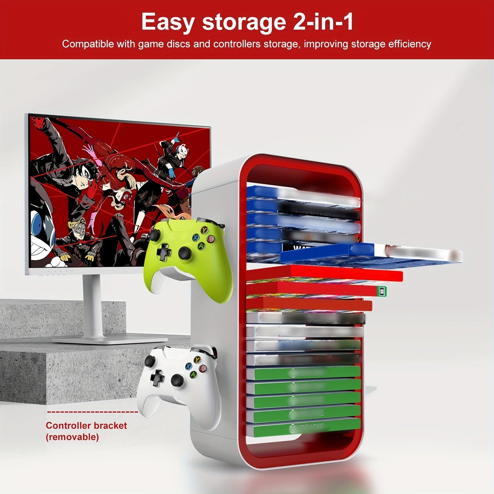 Support de rangement universel pour disques de jeu et support d'affichage de manette – Pour PS5, PS4, Switch et Xbox