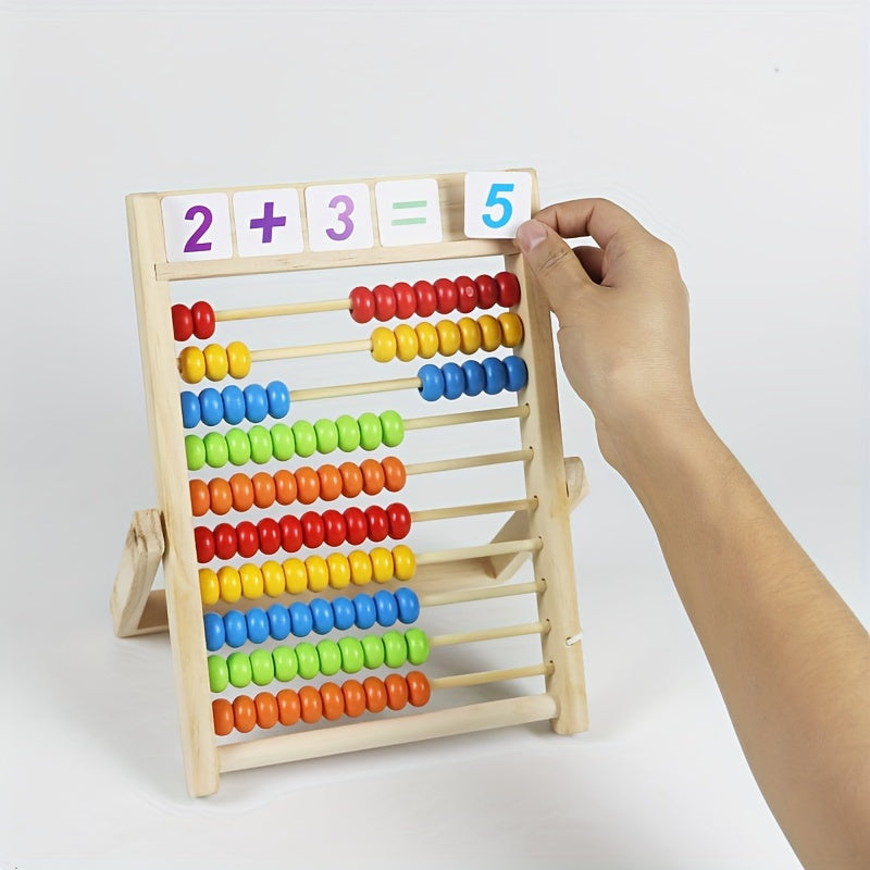 Boîte à Calcul en Bois Éducative – Apprenez à Additionner et Soustraire avec des Perles Colorées