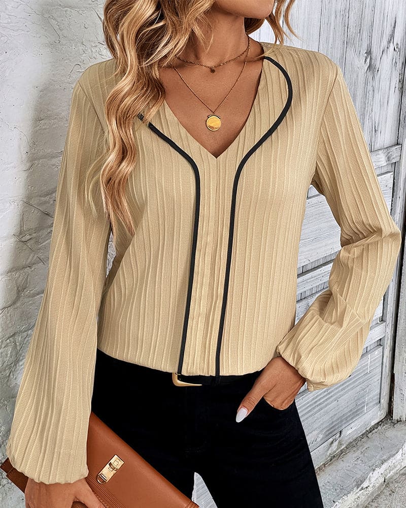 Blouse à Manches Longues et Col en V - Alina