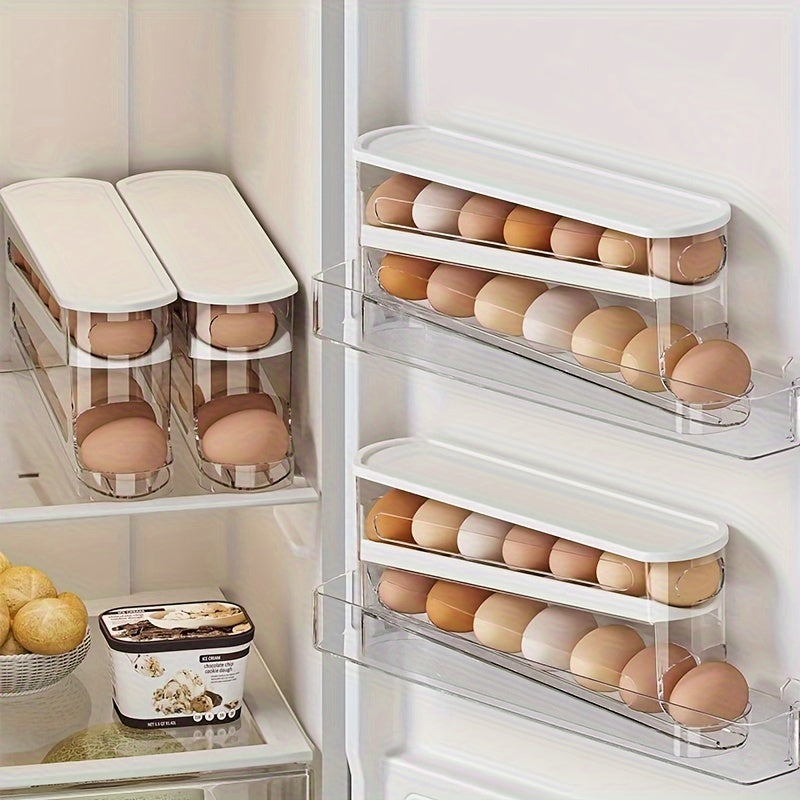 ÉléganceCulinaire Boîte de Rangement à Œufs Double Couche | Organisateur Transparent et Empilable pour Réfrigérateur, Économiseur d'Espace Pratique