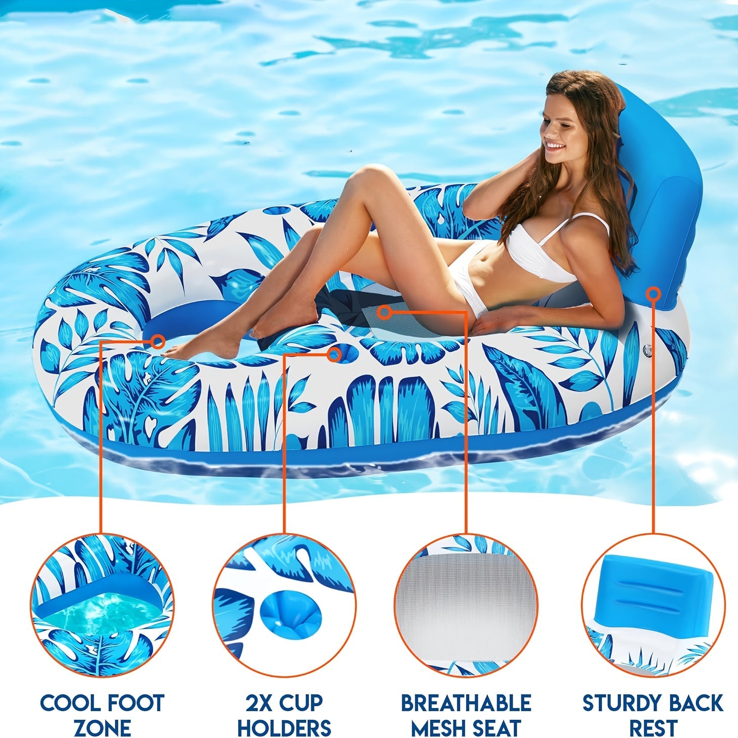 TropiFloat Bouée Gonflable – Détendez-vous avec un Dossier Solide