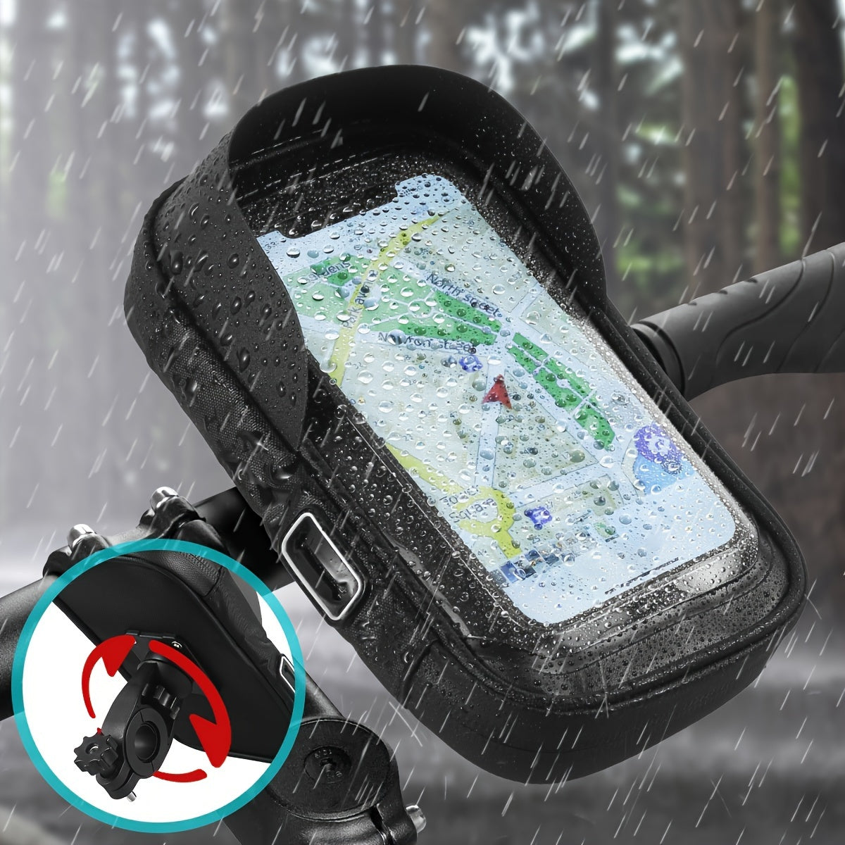 Support de Téléphone Étanche pour Vélo et Moto – Sac de Guidon avec Option de Rotation à 360°