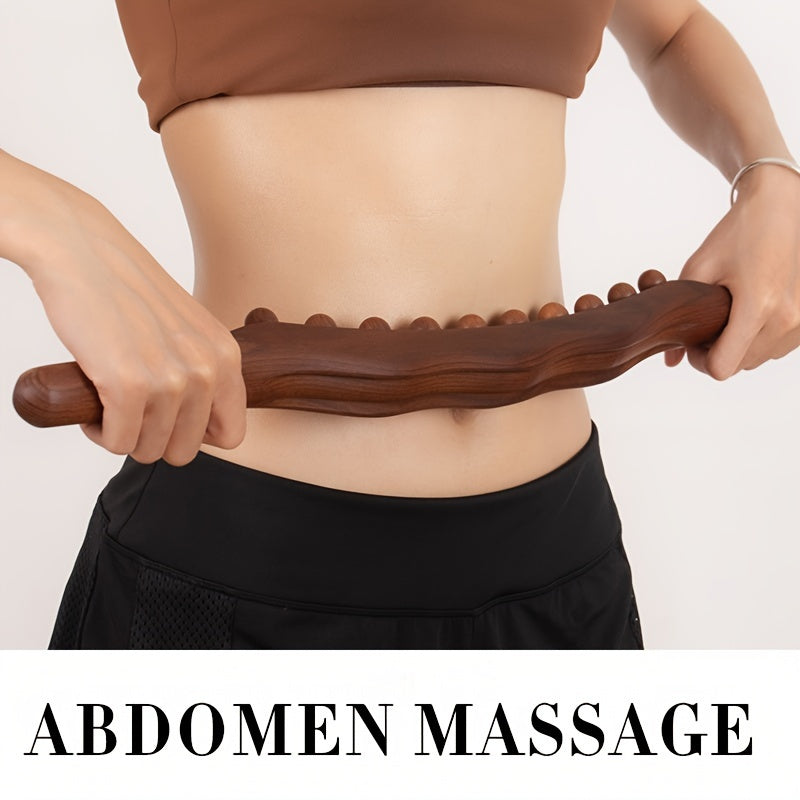 Bâton de Massage en Bois avec 31 Perles – Détente Musculaire Profonde