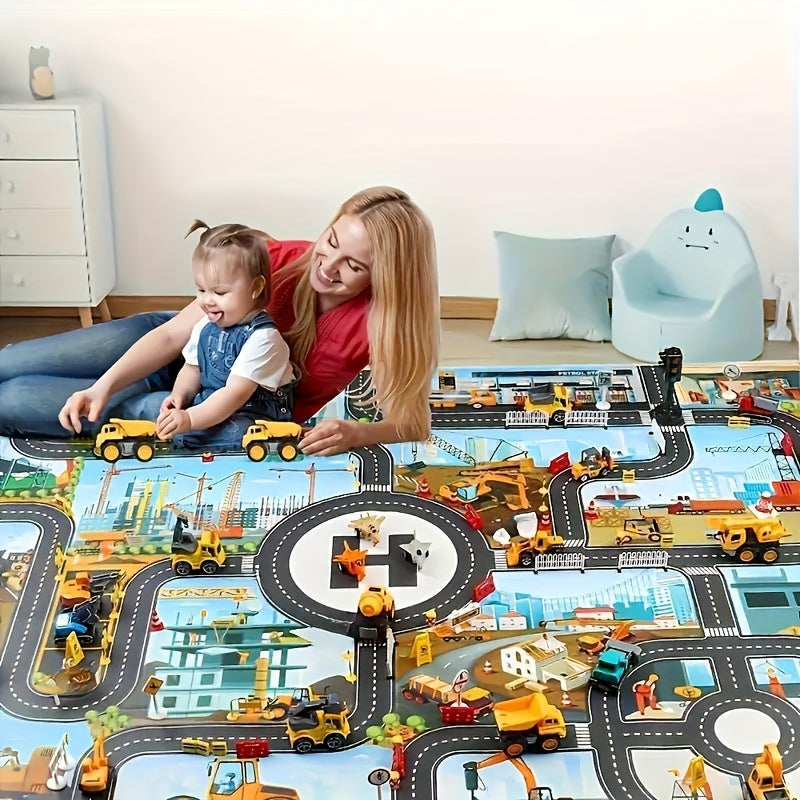 Tapis de Jeu Aventure de Construction – Découvrez le Monde du Trafic et de la Construction