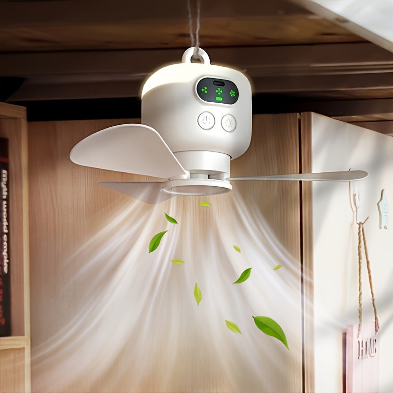 Ventilateur de Camping Portable avec Éclairage – Rechargeable et Télécommande pour l'Extérieur