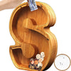 Tirelire TreasureNest | Tirelire en bois personnalisée avec des motifs de lettres de l'alphabet