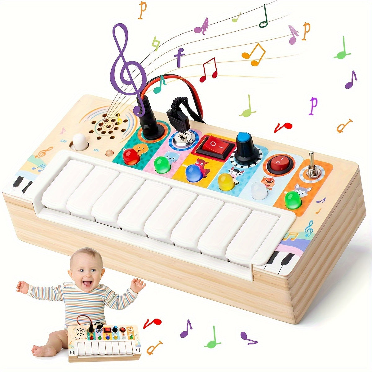 Tableau Musical Éducatif pour Enfants - Apprendre et Jouer avec Sons et Lumières