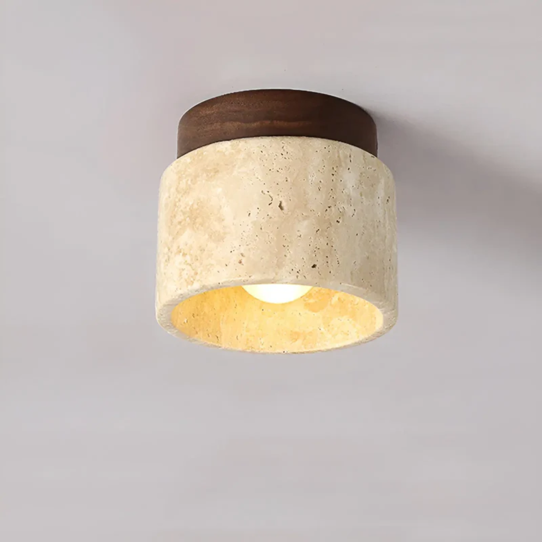Wabi Sabi Marbre Jaune Luminaire Plafonnier Japonais - TranquilStone