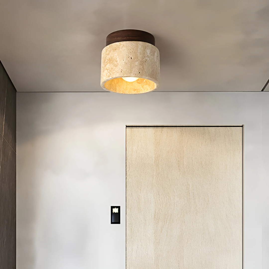 Wabi Sabi Marbre Jaune Luminaire Plafonnier Japonais - TranquilStone
