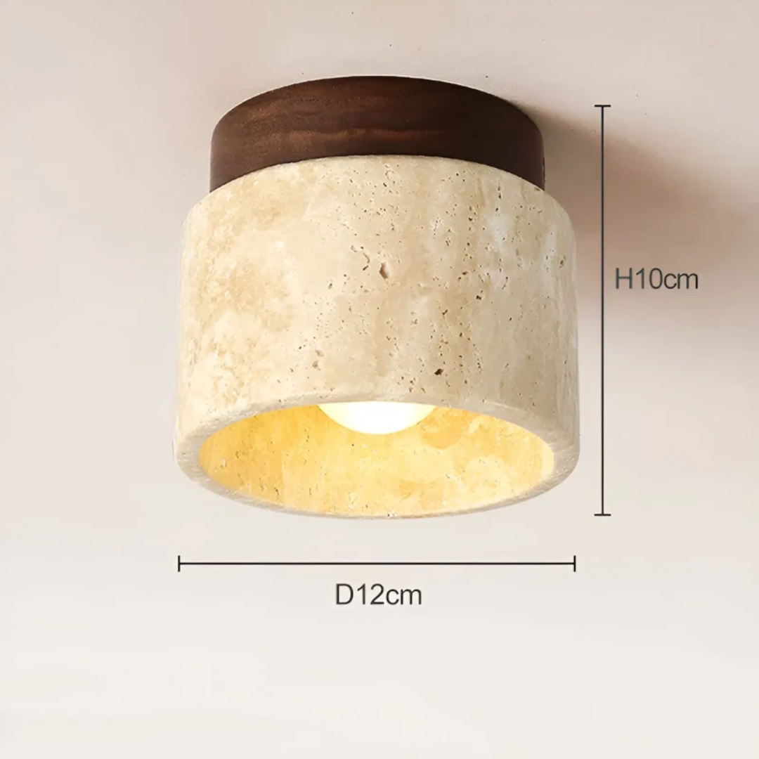 Wabi Sabi Marbre Jaune Luminaire Plafonnier Japonais - TranquilStone