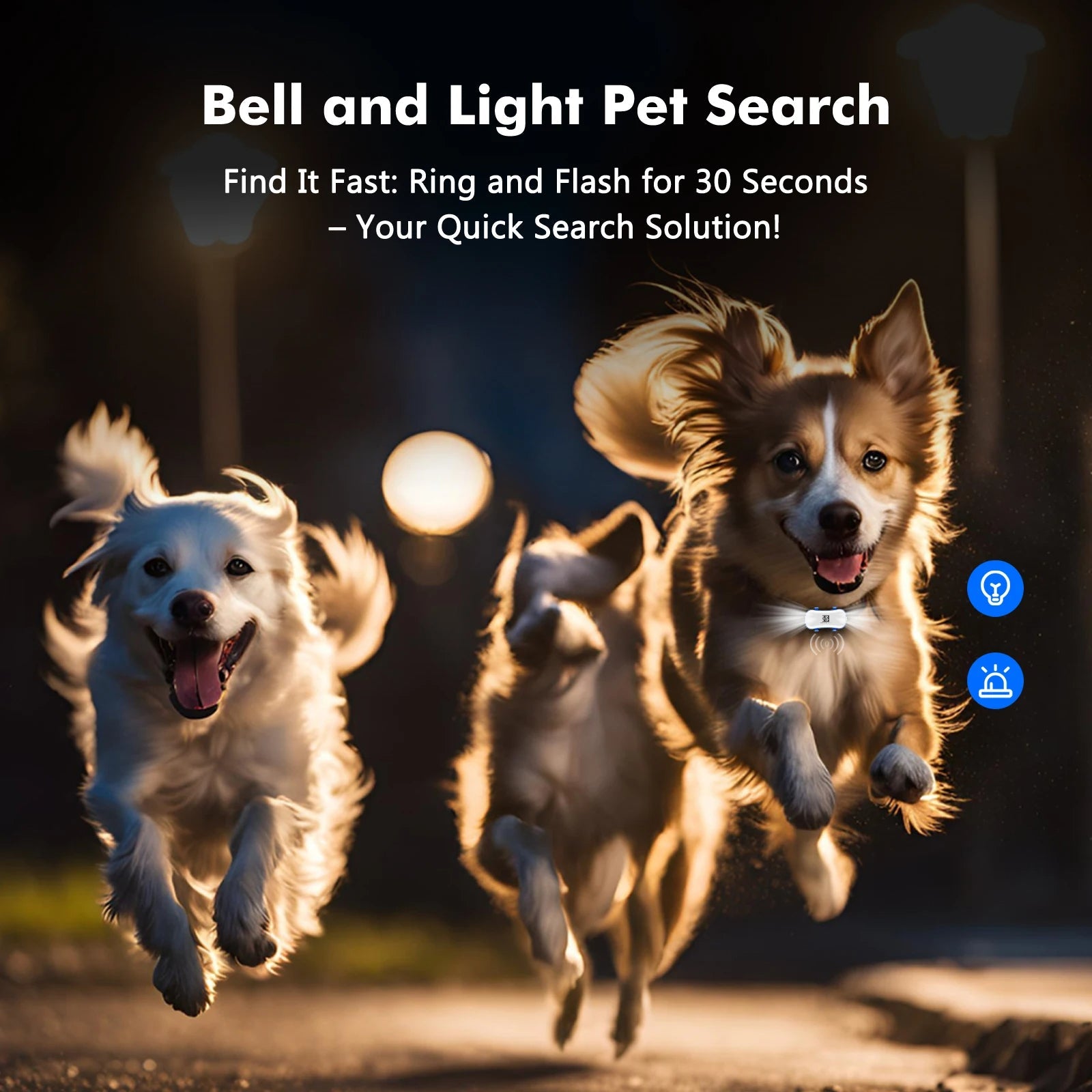 Traceur Intelligent pour Animaux de Compagnie – Localisateur GPS Étanche avec Lumière et Son pour Chiens et Chats
