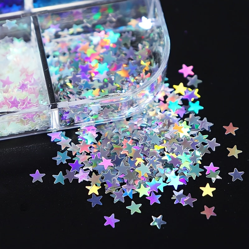 12 Couleurs Étoiles Sequins – Sequins Pailletés dans une Longue Boîte pour DIY et Scrapbooking