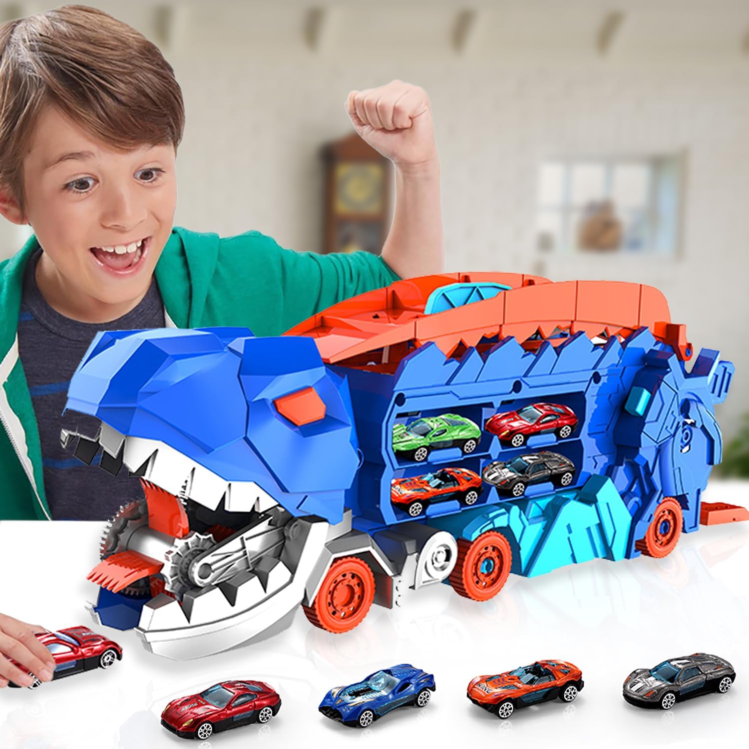 Transporteur Dino Ville - Piste de Course & Camion Transformable