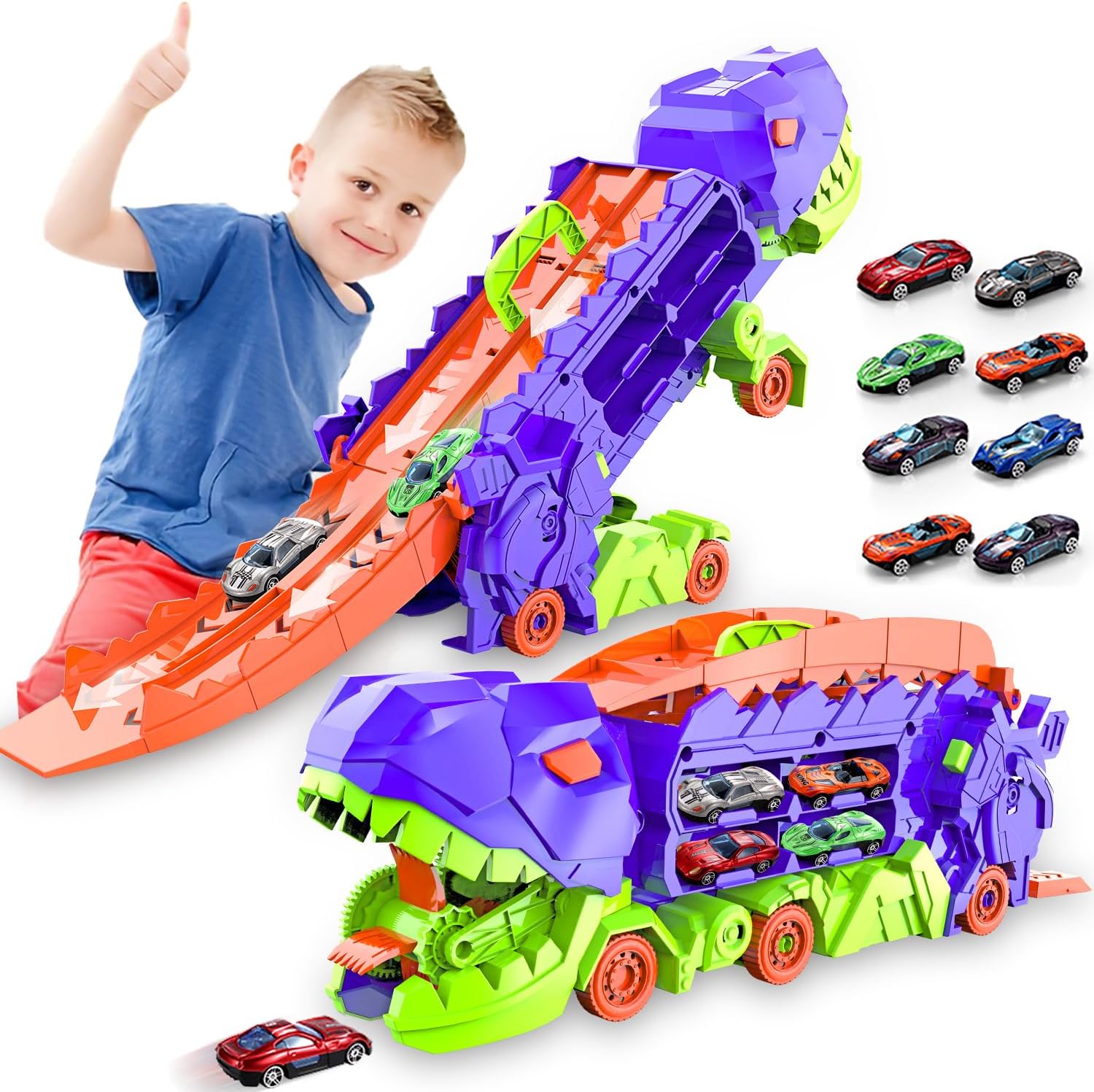 Transporteur Dino Ville - Piste de Course & Camion Transformable