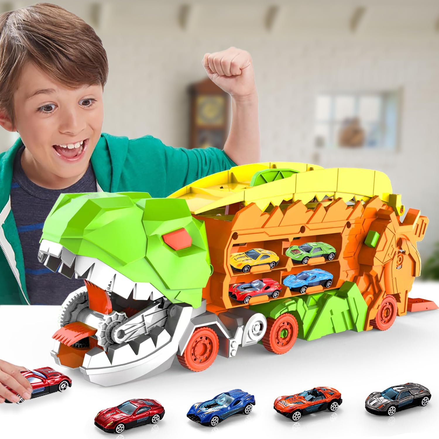 Transporteur Dino Ville - Piste de Course & Camion Transformable