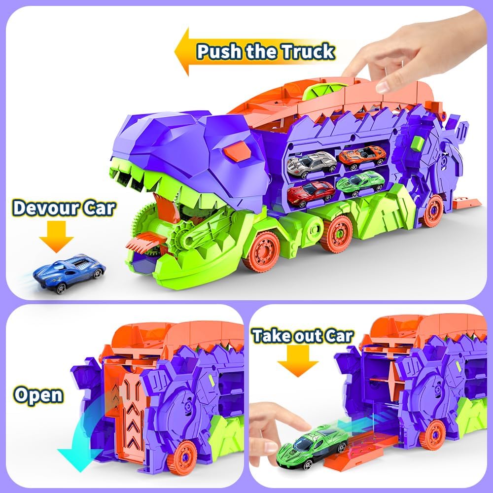 Transporteur Dino Ville - Piste de Course & Camion Transformable