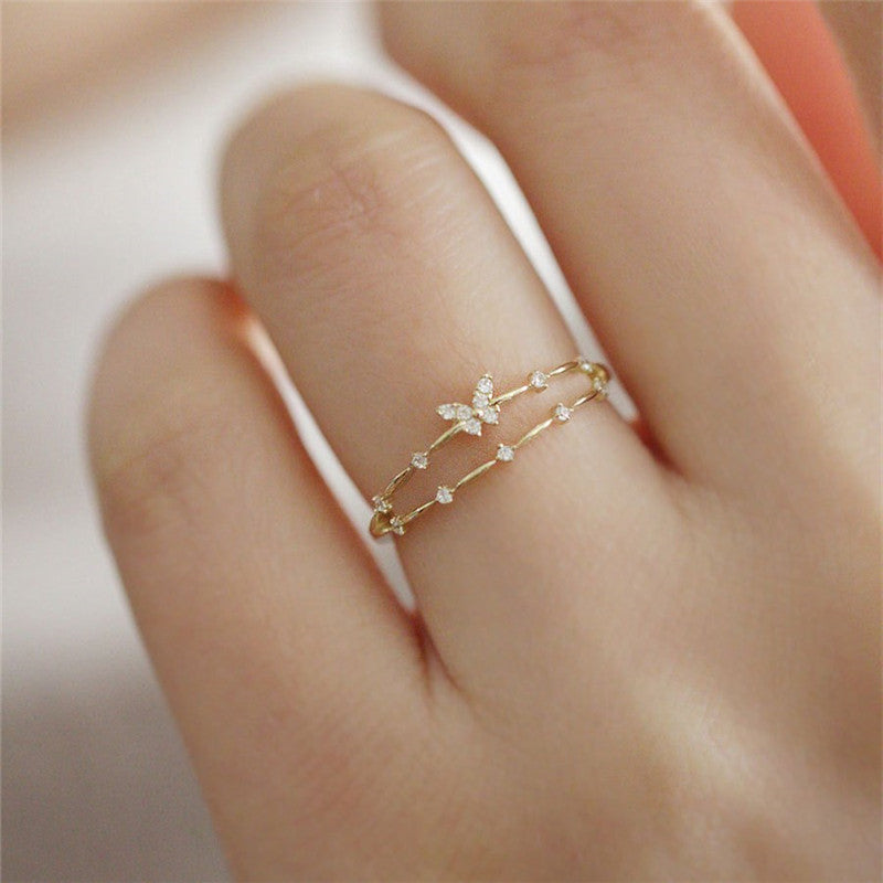 Bague papillon luxueuse avec des zirconias scintillants – Aurielle