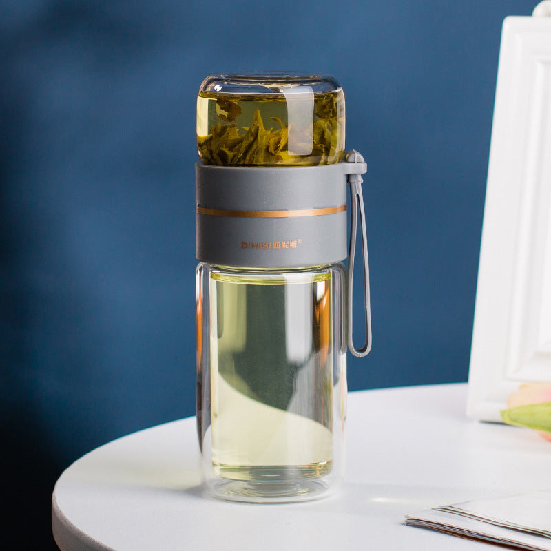 Bouteille en verre à double paroi avec infuseur à thé - PureBrew