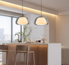 Lustre en Gelée Moderne – Abat-jour en Verre Blanc Élégant avec Longueur Suspendue Ajustable