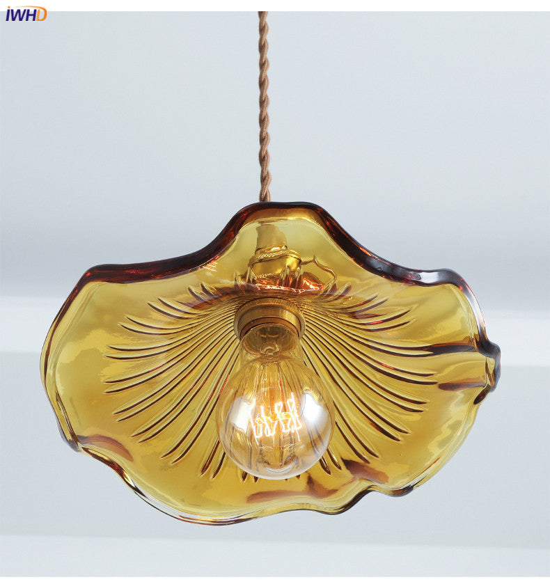 Suspension LED Design Nordique | Éclairage en verre coloré et cuivre pour chambre, salon & bar