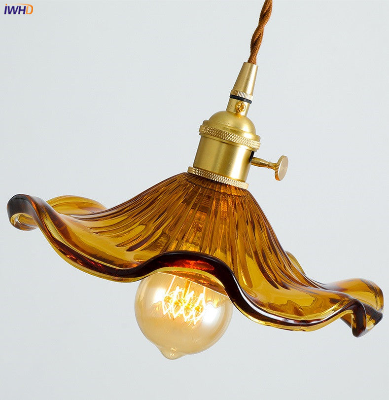 Suspension LED Design Nordique | Éclairage en verre coloré et cuivre pour chambre, salon & bar