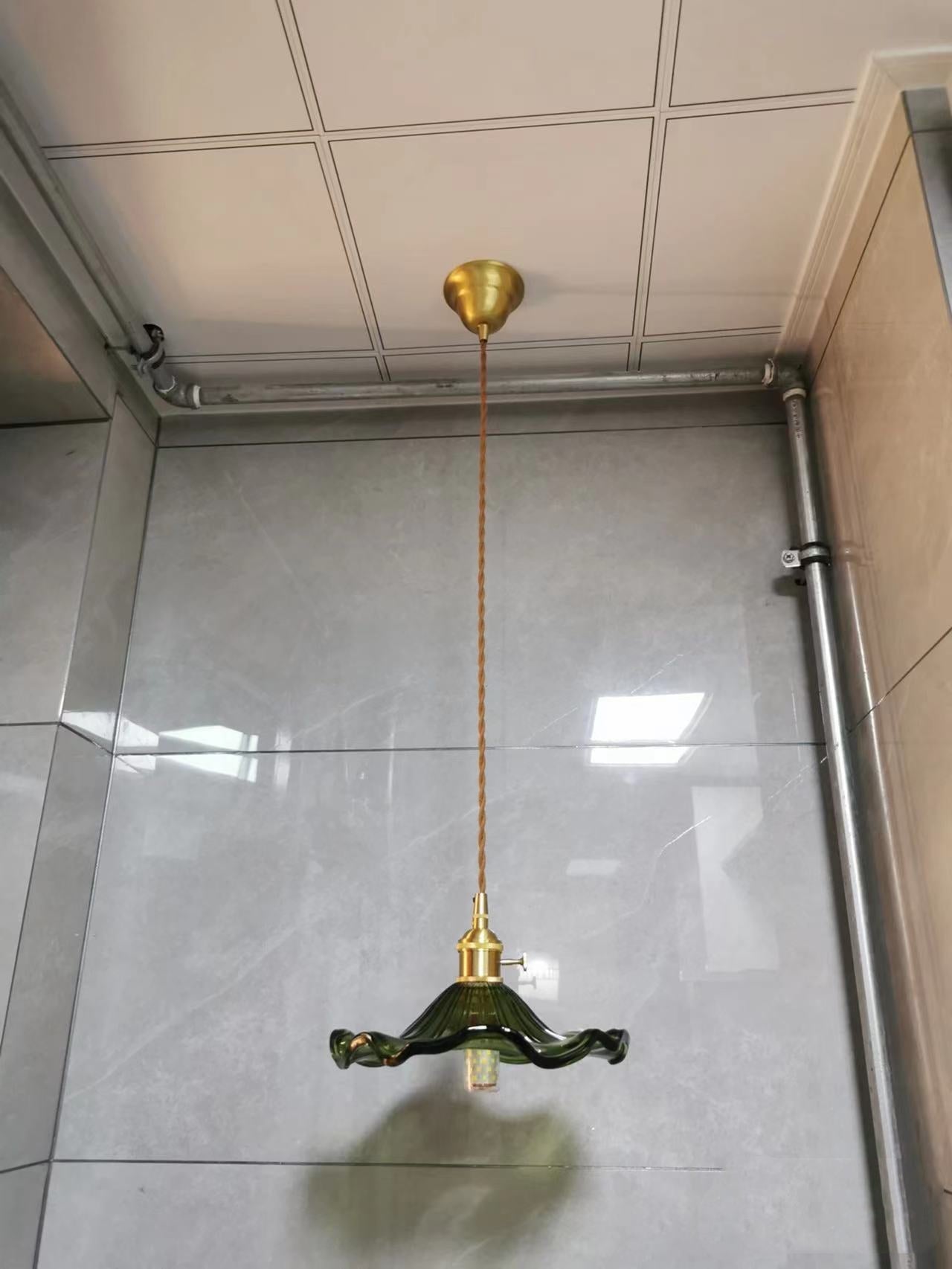 Suspension LED Design Nordique | Éclairage en verre coloré et cuivre pour chambre, salon & bar