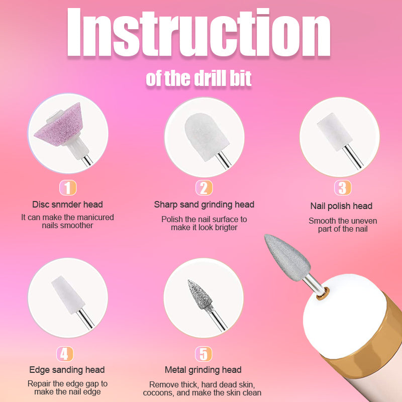 APPAREIL ÉLECTRIQUE À ONGLES 5 EN 1 – OUTIL DE MANUCURE PORTABLE AVEC LUMIÈRE