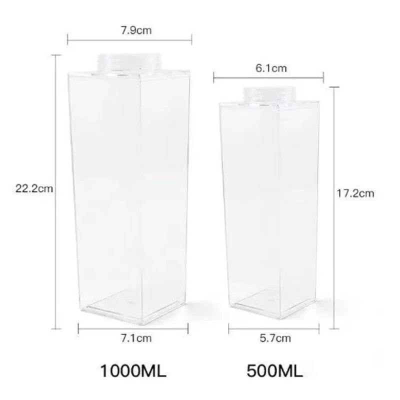 Bouteille d'eau en carton de lait transparent