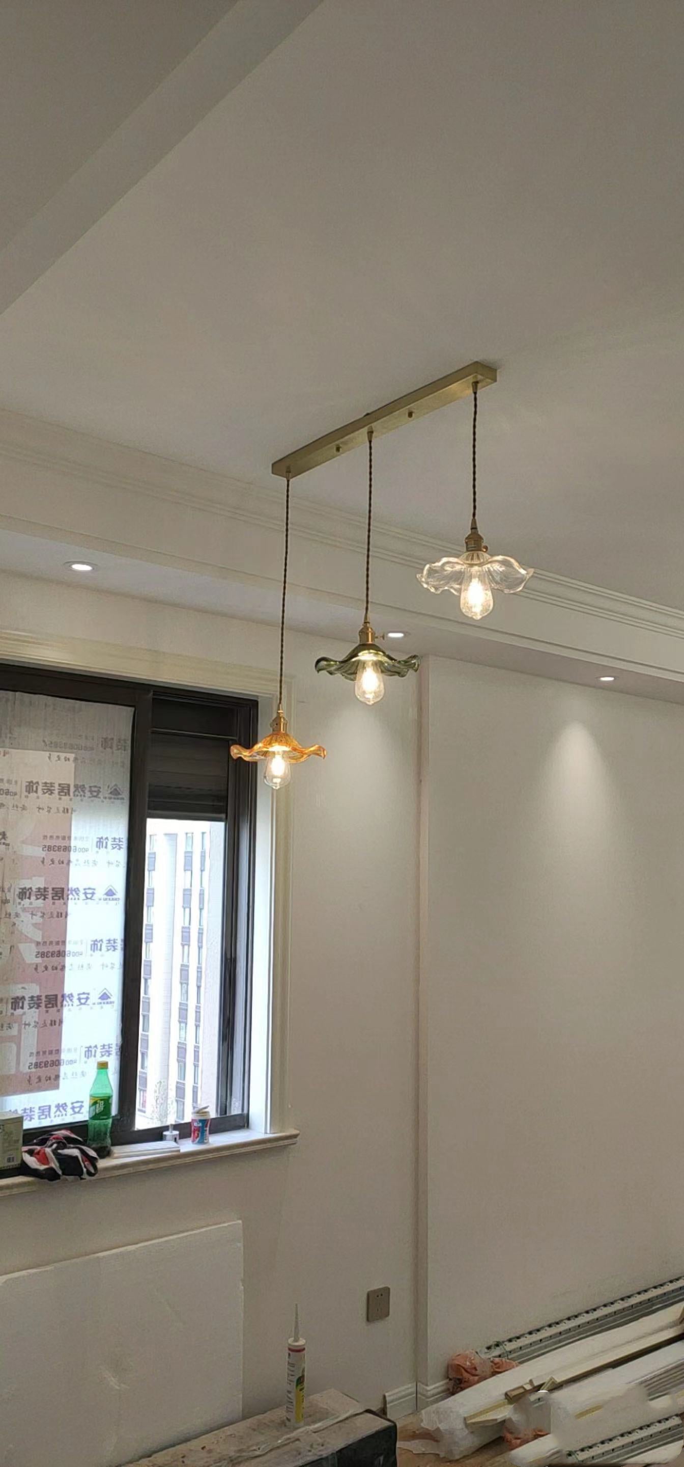 Suspension LED Design Nordique | Éclairage en verre coloré et cuivre pour chambre, salon & bar